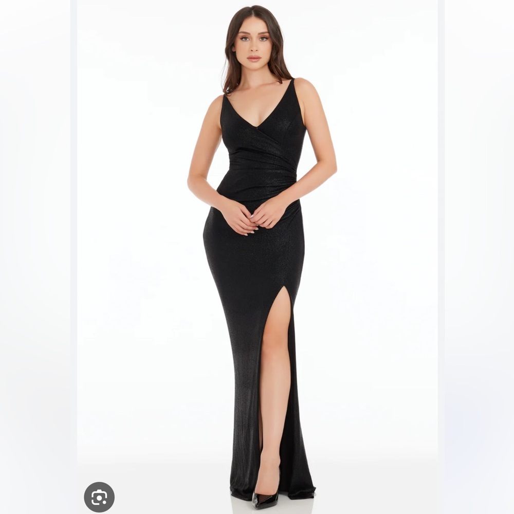 Dress the population Jordan metallic gown